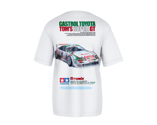 Toyota Supra GT Tom's Castrol Tribute White Oversized T-shirt